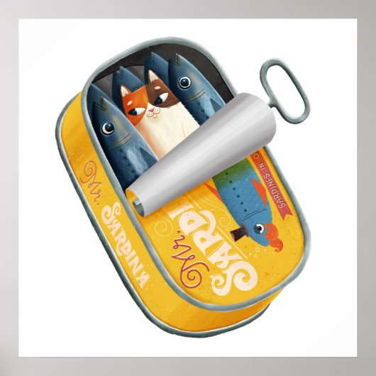 Cat in the can of sardines poster (Vorne)