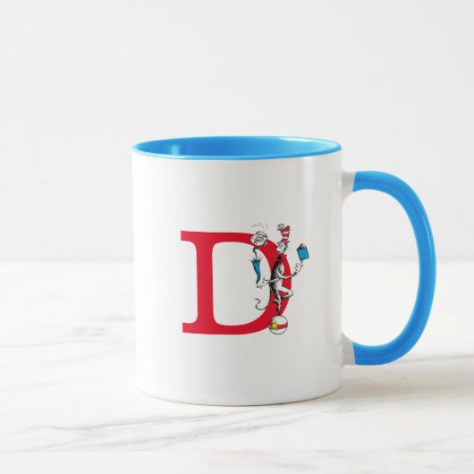 Cat in the Hat Balancing Act Monogramm D Tasse (Rechts)