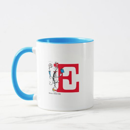 Cat in the Hat Balancing Act Monogramm E Tasse (Links)