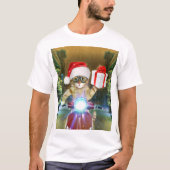 Cat in the Santa Claus hat delivers Christmas gift T-Shirt (Vorderseite)