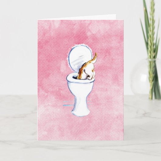 Cat in Toilet Fun Denken Sie an Ihre Karte (Vorderseite)