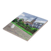 Cat in traditional fishing village fliese (Seite)