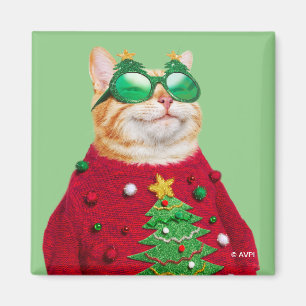 Cat in Ugly Christmas Sweater Magnet