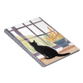 Cat in Windowsill | Silhouette Watercolor  Notizblock (Rechte Seite)