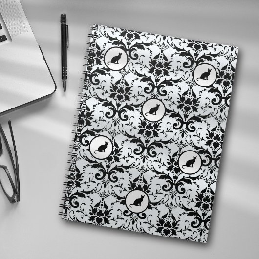 Cat Inspiriert Damask Elegante Hellblau Notizblock