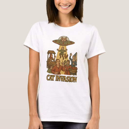 Cat Invasion UFO T-Shirt (Vorderseite)