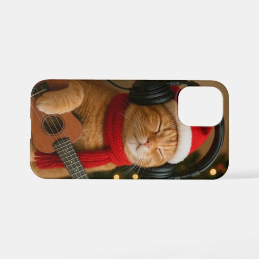Cat iPhone 12 Mini Case Playing Christmas Music iPhone Hülle (Rückseite (Horizontal))