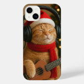 Cat iPhone 14 Plus Case Playing Christmas Music iPhone Hülle (Rückseite)