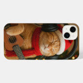 Cat iPhone 14 Plus Case Playing Christmas Music iPhone Hülle (Rückseite (Horizontal))