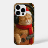 Cat iPhone 14 Pro Case Playing Christmas Music iPhone Hülle (Rückseite)