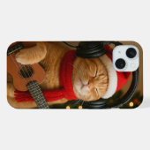 Cat iPhone 15 Plus Case Playing Christmas Music iPhone Hülle (Rückseite (Horizontal))