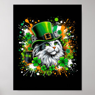 Cat Irish Patricks Day mit Leprechaun Hat Poster