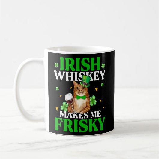 Cat Irish Whiskey macht mich Frisky St Patrick's D Kaffeetasse (Links)