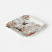 Cat is arranging Christmas Flowers Pappteller (Gewinkelt)