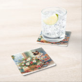 Cat is arranging Christmas Flowers Rechteckiger Pappuntersetzer (Vor Ort)