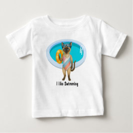 Cat is at the pool for pool party baby t-shirt