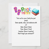 Cat is at the pool for pool party einladung (Rückseite)