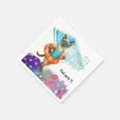 Cat is at the pool for pool party serviette (Ecke)