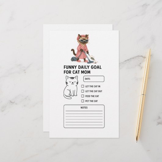 Cat is cleaning house Daily Goal for Cat Mom Briefpapier (Vorderseite/Rückseite Beispiel)