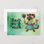 Cat is cleaning the house dankeskarte (Vorne/Hinten)