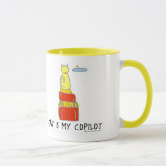 Cat is Copilot Funny Cartoon Kunst und Spaß Motto Tasse