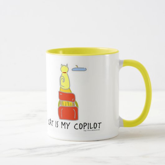 Cat is Copilot Funny Cartoon Kunst und Spaß Motto Tasse (Rechts)