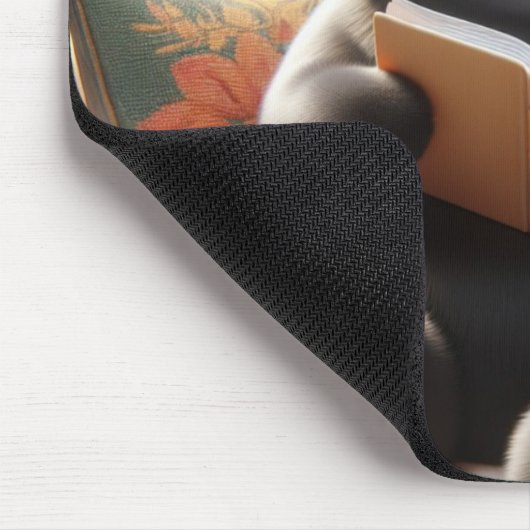 Cat is reading a book on sofa mousepad (Ecke)