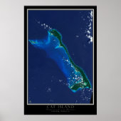 Cat Island Bahamas From Space Satellite Map Poster (Vorne)