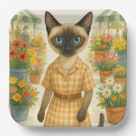 Cat ist in London England auf dem Blume Market Pappteller