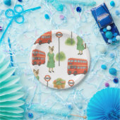 Cat ist in London England mit Double Decker Bus Pappteller (Party)