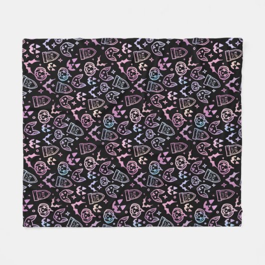 Cat Jack O'Lantern Pumpkin Halloween Schwarzes Dek Fleecedecke (Vorderseite (Horizontal))