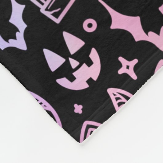 Cat Jack O'Lantern Pumpkin Halloween Schwarzes Dek Fleecedecke (Ecke)