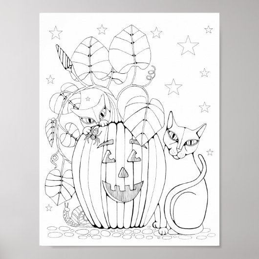 Cat Jack O'Lantern Scandinage Art Poster (Vorne)