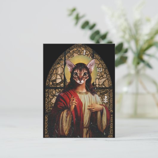 Cat Jesus Postkarte (Stehend Vorderseite)