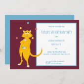 Cat Juggling Balls Custom Birthday Party Einladung (Vorne/Hinten)