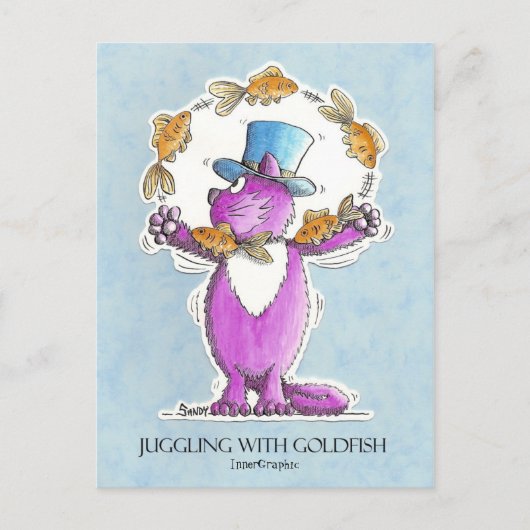 Cat Juggling mit Goldfish nah Trim 22 2 2011... Postkarte (Vorderseite)