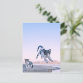 cat jump postcard postkarte (Stehend Vorderseite)