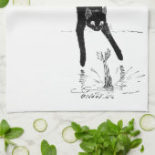 Cat Jumping in den Teich, Alexandre Steinlen Geschirrtuch (Gefaltet)