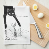 Cat Jumping in den Teich, Alexandre Steinlen Geschirrtuch (Viertel Falte)