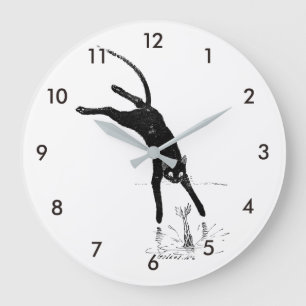 Cat Jumping in den Teich, Alexandre Steinlen Große Wanduhr