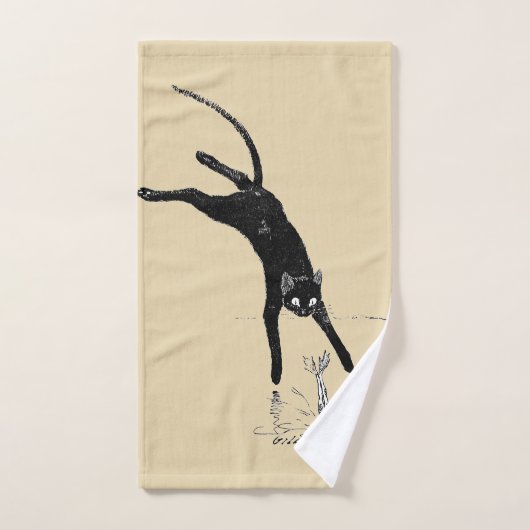 Cat Jumping in den Teich, Alexandre Steinlen Handtuch (Handtuch)