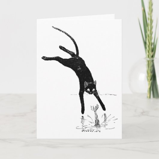 Cat Jumping in den Teich, Alexandre Steinlen Karte (Vorderseite)