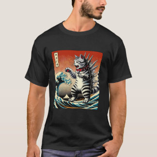 Cat Kaiju Catzilla Japanisch Kunst Männer Frauen K T-Shirt