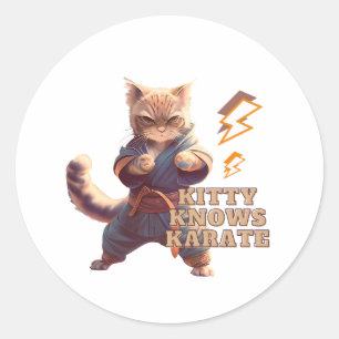 Cat Karate Theme Funny Capdesign Runder Aufkleber