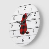 Cat Kariert Rustic Shiplap Bauernhaus Dekoration Große Wanduhr (Winkel)