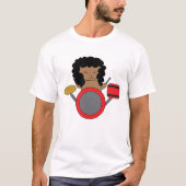 Cat Kawaii Drummer Metal Hair Band T-Shirt (Vorderseite)
