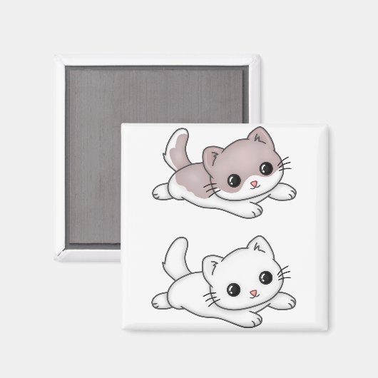 Cat Kawaii Feline Little Cat Tender Chibi Magnet (Vorderseite/Rückseite)