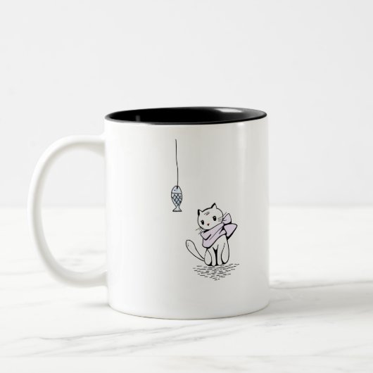 Cat Kawaii Feline Little Cat Tender Chibi Zweifarbige Tasse (Links)