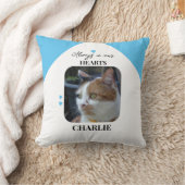 Cat Keepake Pet 2 Fotos Gedenkblau Kissen (Decke)