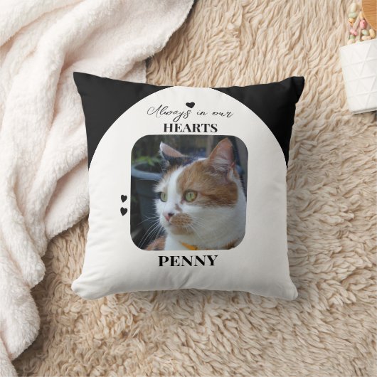 Cat Keepake Pet 2 Fotos Gedenkschwarz Kissen (Decke)